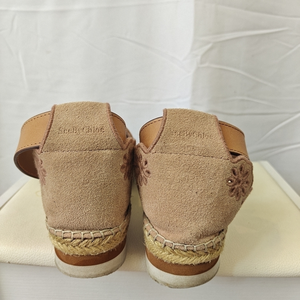 See by Chloe Scalloped Espadrilles In Blush Pink Size EU 37 US 7 Women's - Picture 9 of 16